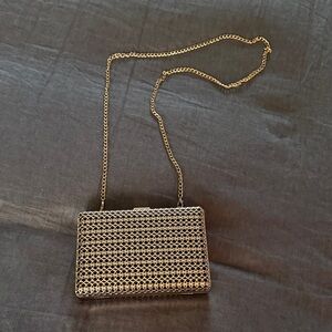 Elegant Gold over Black Chain Clutch